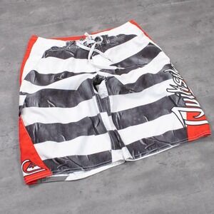 Y2K 2000's 00's Quiksilver Stripped Script Cargo Baggy Relax Fit Wide Short's